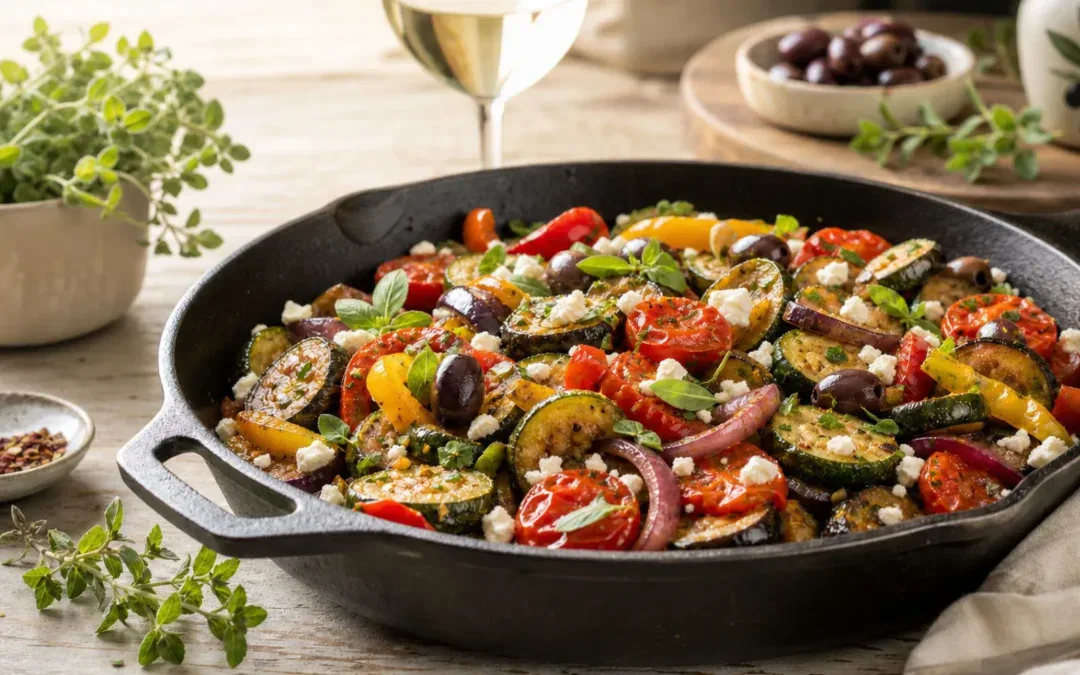 Mediterrane Gemüsepfanne mit Feta