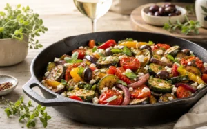 Rezept für Mediterrane Gemüsepfanne mit Feta bei weinhelden.de